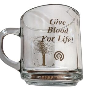 FREE! Glass "Give Blood For Life" Blood Donation Mug